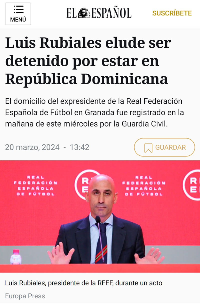 Registran la casa de Rubiales mientras él está en República Dominicana.