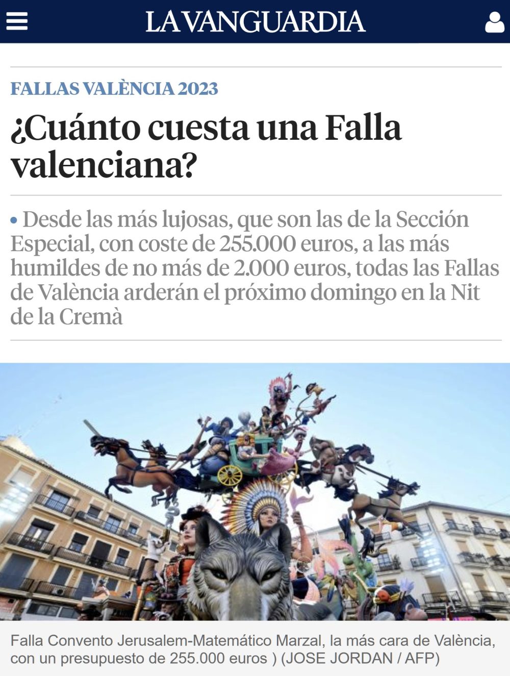 ¿Cuánto cuesta una falla valenciana?