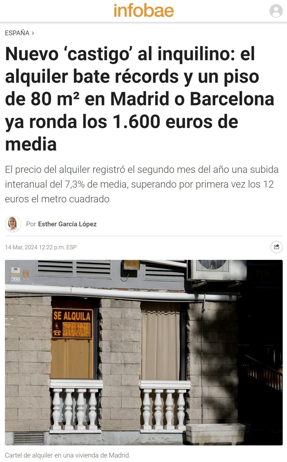 El alquiler en Madrid sigue subiendo más allá de las nubes.