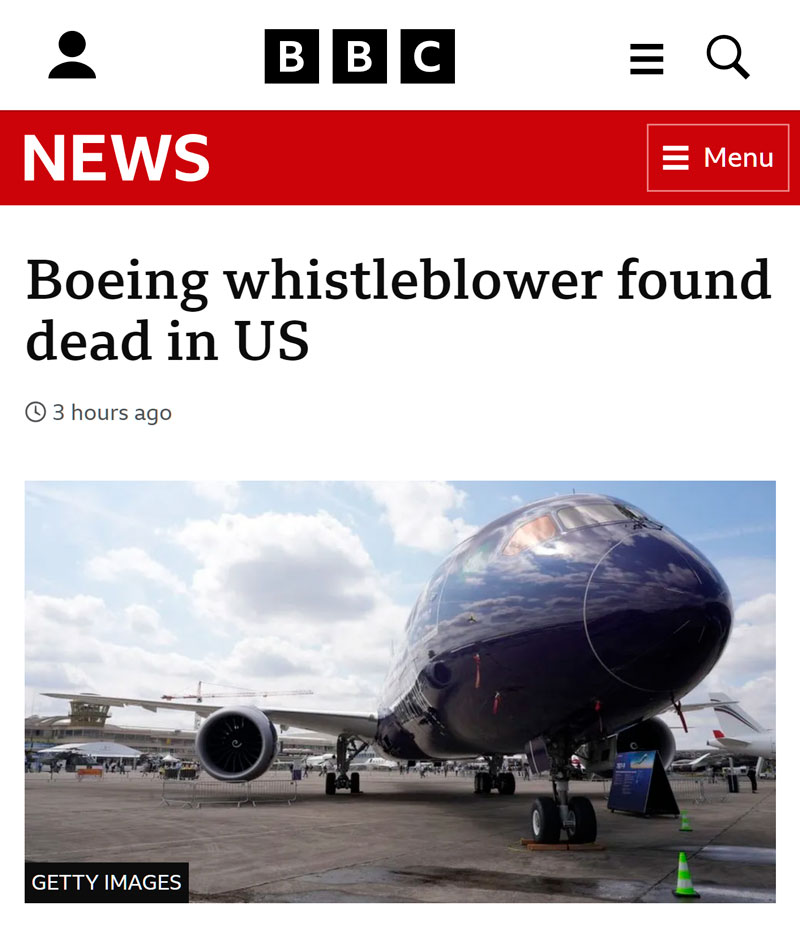 Denunciante de Boeing encontrado muerto en EE.UU.