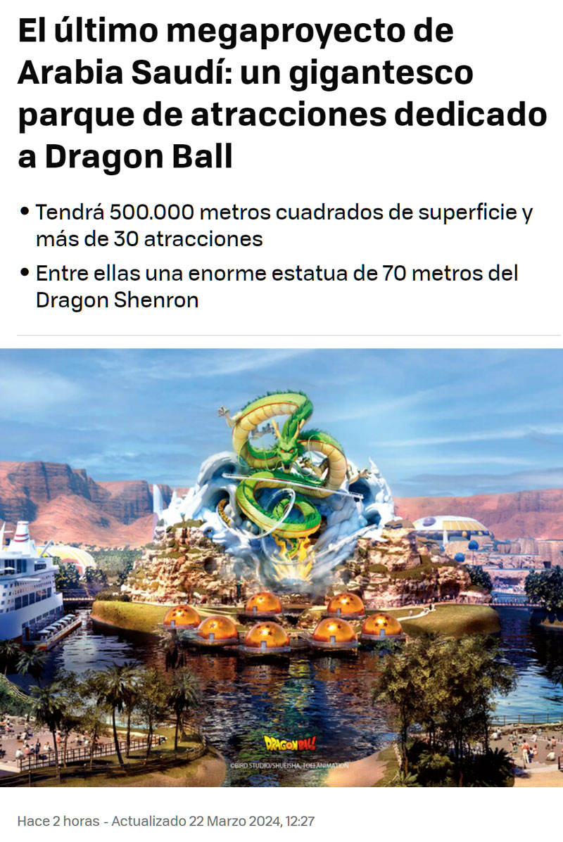 Arabia Saudí se plantea abrir un megaparque temático de Dragon Ball