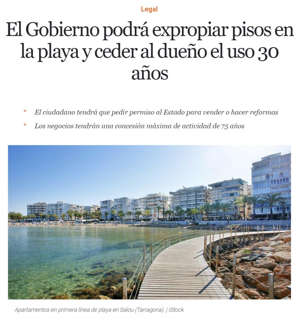 El Gobierno podrá expropiar pisos en la playa y ceder al dueño el uso 30 años