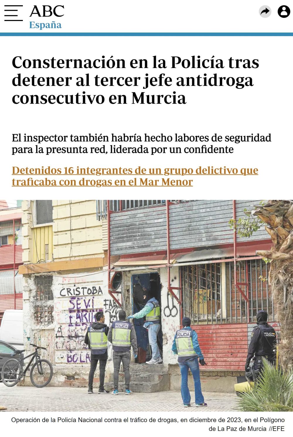 Ya van 3 jefes antidrоga detenidos en Murcia...