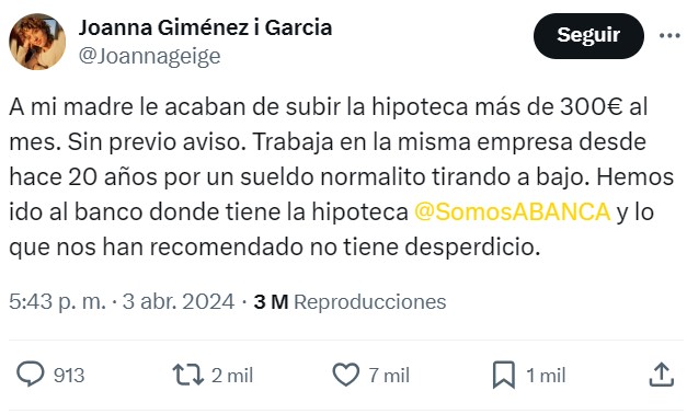 "A mi madre le acaban de subir la hipoteca más de 300€"