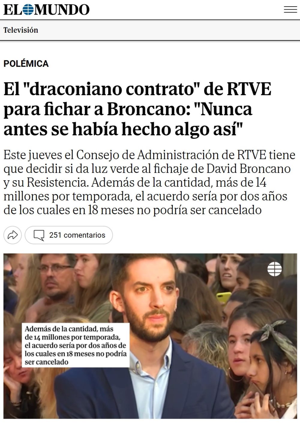 El contrato infernal de RTVE para fichar a Broncano.