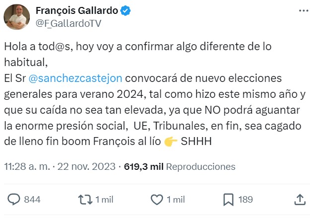 François Gallardo vuelve con sus predicciones exactas