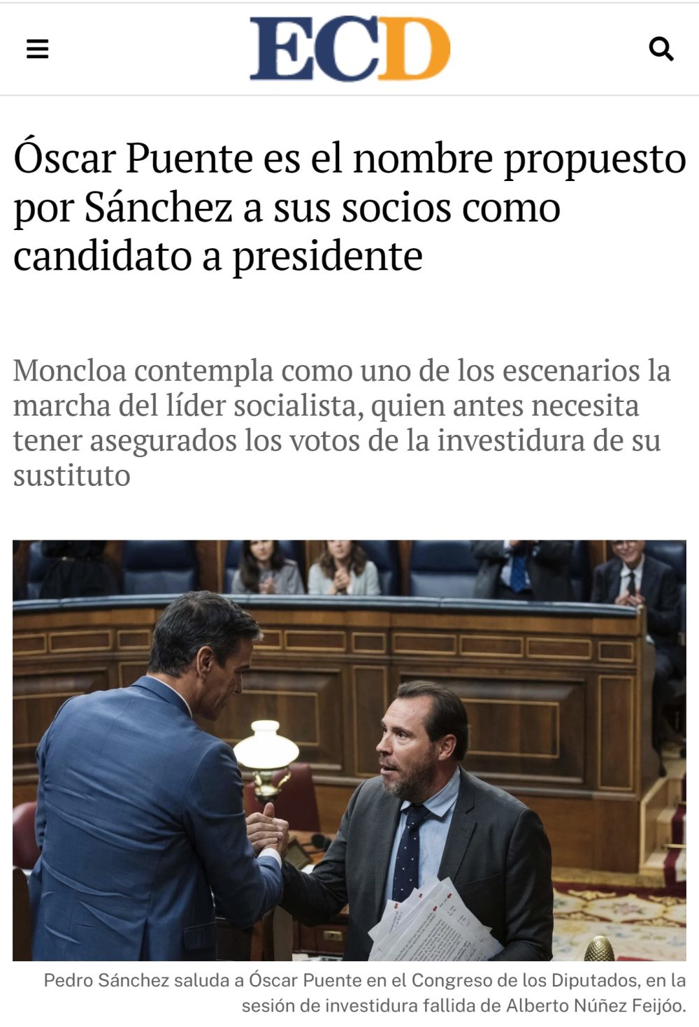 Óscar Puente podría ser el sustituto de PDRO SNCHZ.