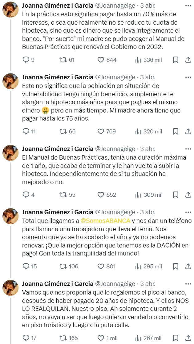 "A mi madre le acaban de subir la hipoteca más de 300€"
