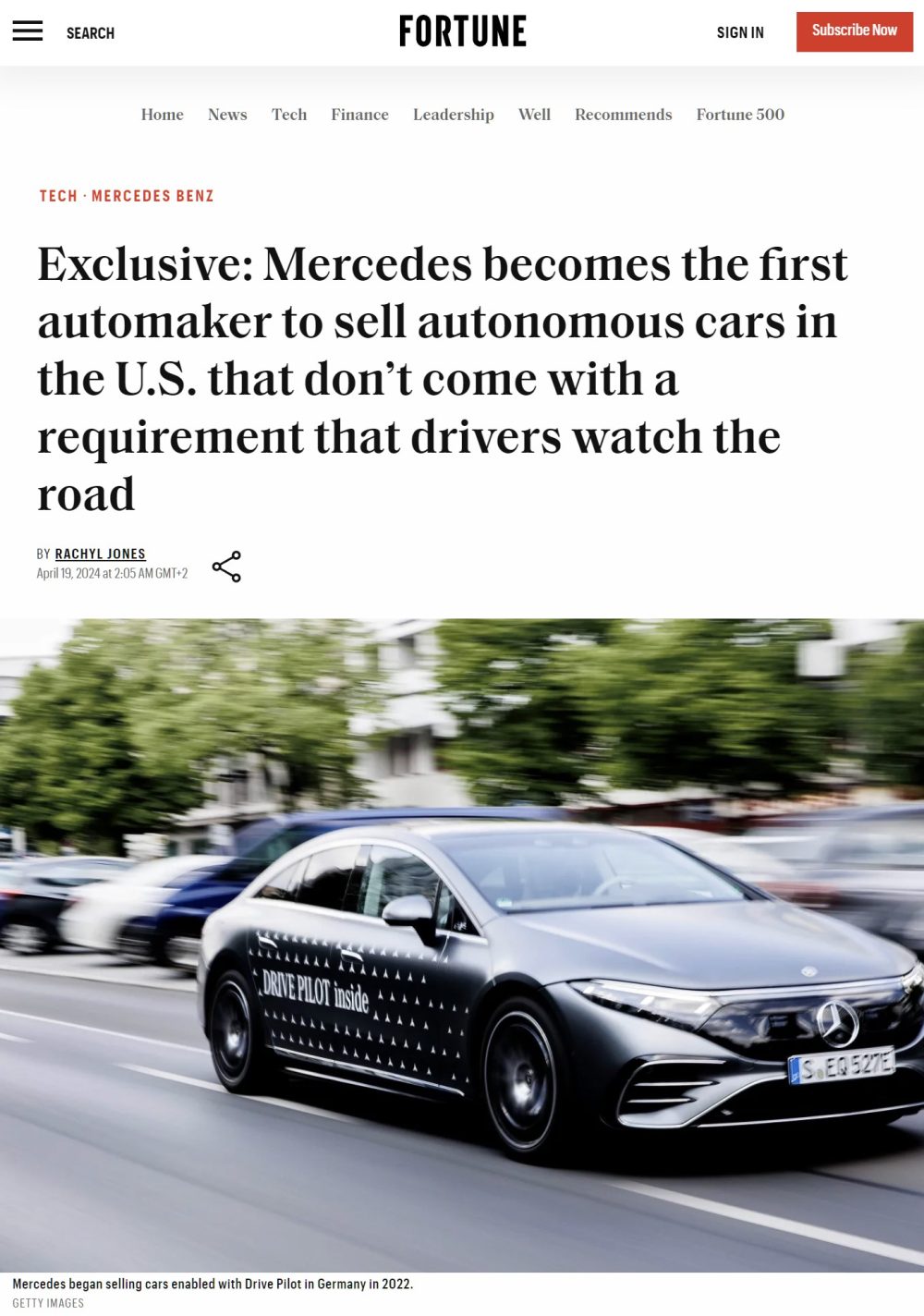 Mercedes se convierte en el primer fabricante en vender vehículos autónomos en EE. UU. que no requieren atención constante de los conductores.