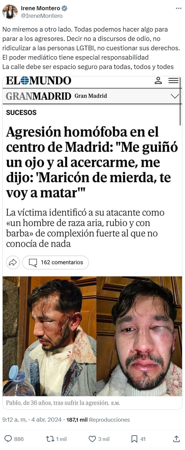 "Un hombre de raza aria ataca a un gay"
