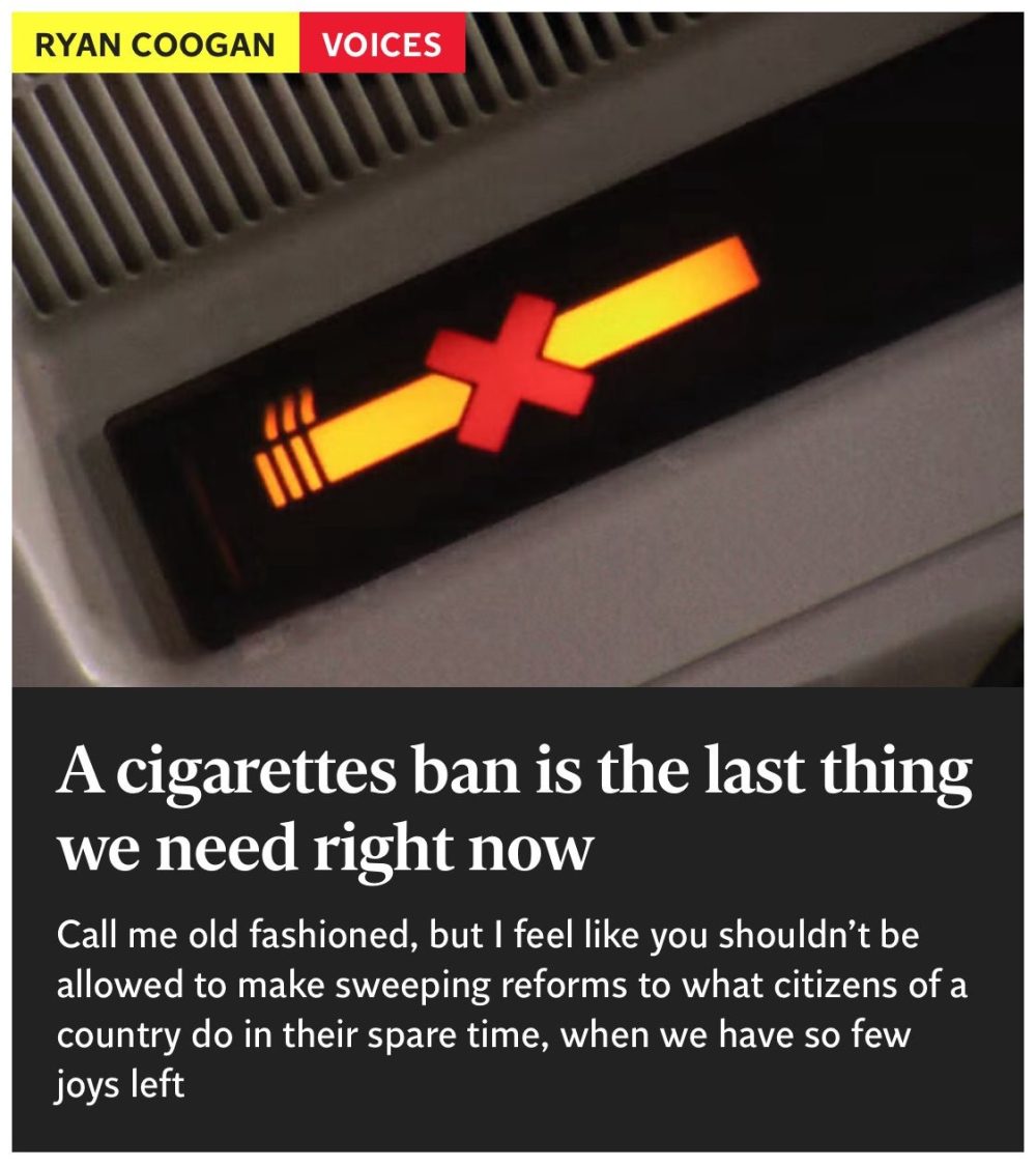 Van a prohibir por completo fumar en UK a la gente nacida después de 2009.