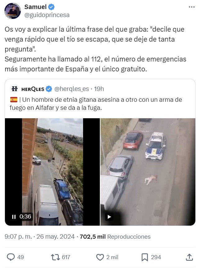 Se carga a un hombre en Alfafar y tira la escopeta por encima de unos matorrales (pillote)