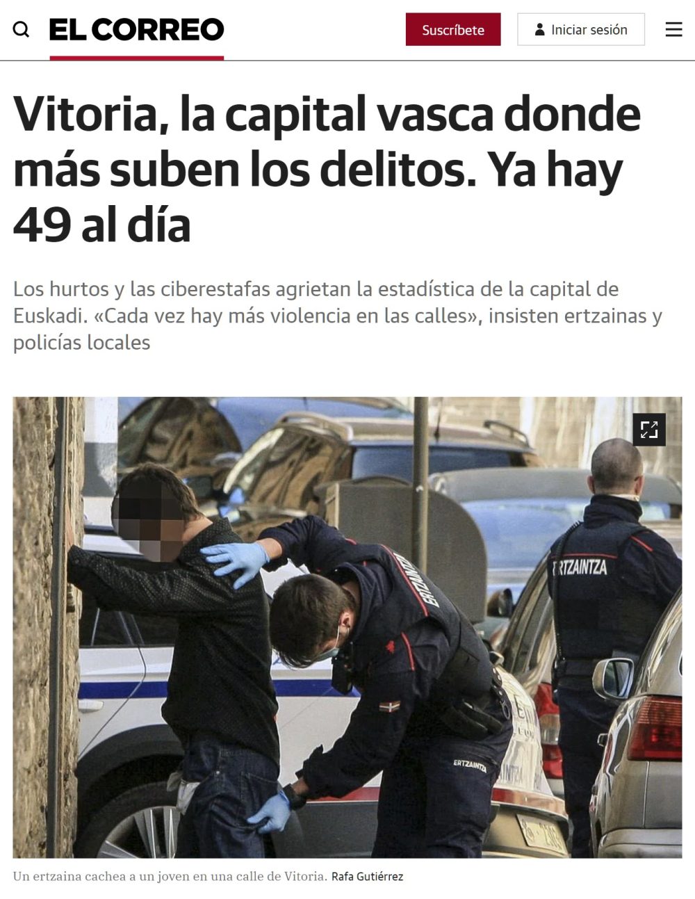 Vitoria es la capital vasca donde más aumentan los delitos