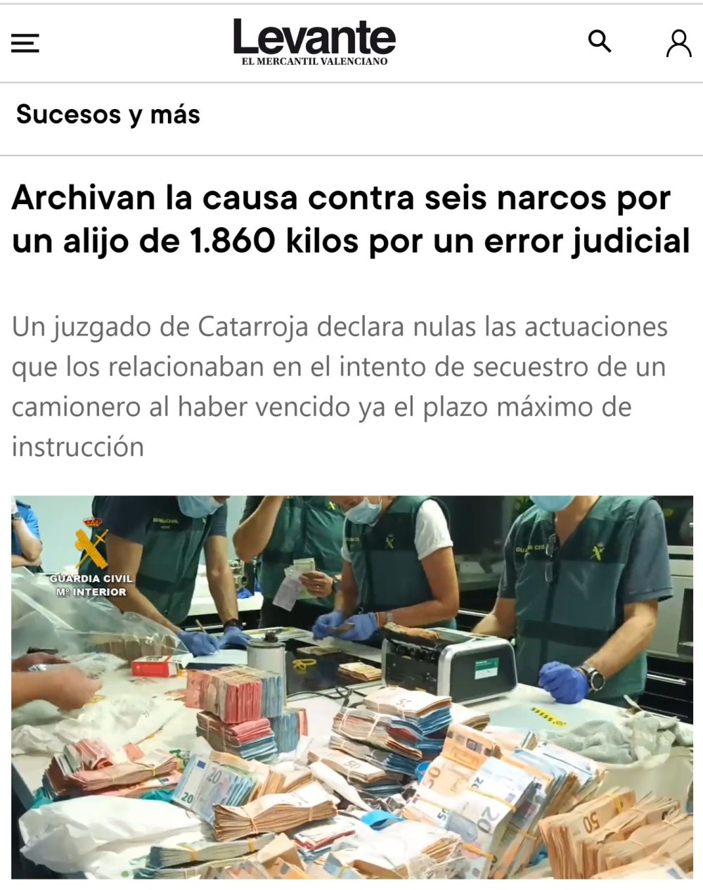 El típico error que te deja libre después de que te pillasen con casi 2 toneladas de droja.