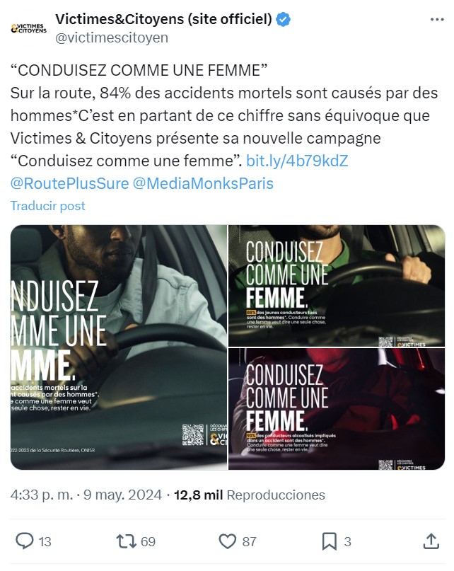 "Conduce como una mujer": la última campaña de seguridad vial en Francia.