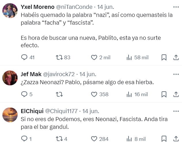 Pablo Iglesias: "Todo el mundo es nazі menos yo".