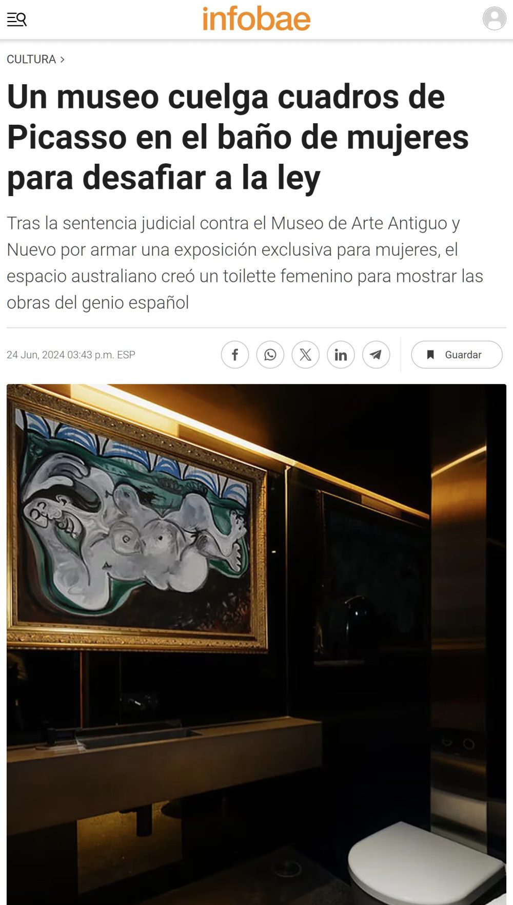 Un museo cuelga cuadros de Picasso en el baño de mujeres para desafiar a la ley