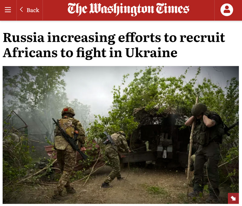 Rusia redobla sus esfuerzos para reclutar africanos para luchar en Ucrania