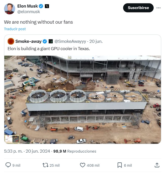 "Elon Musk esta fabricando un disipador de GPU gigante en Texas.