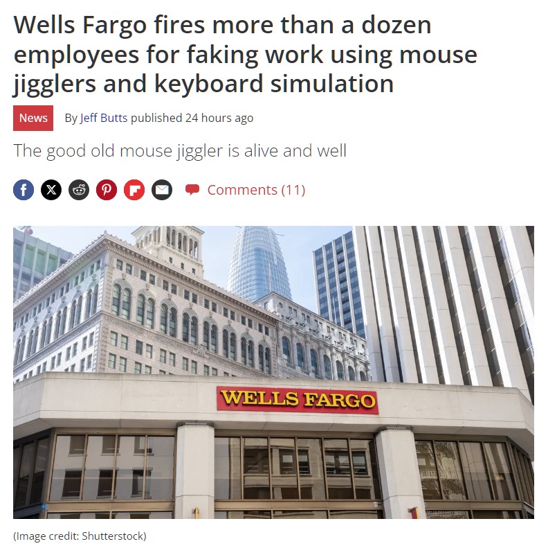 Wells Fargo despide a más de una docena de empleados por falsificar el trabajo utilizando jigglers de mouse y simulación de teclado