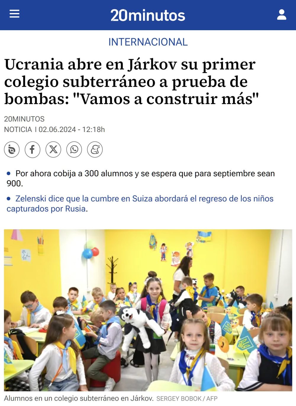 Ucrania estrena su primer colegio subterráneo a prueba de bombas.