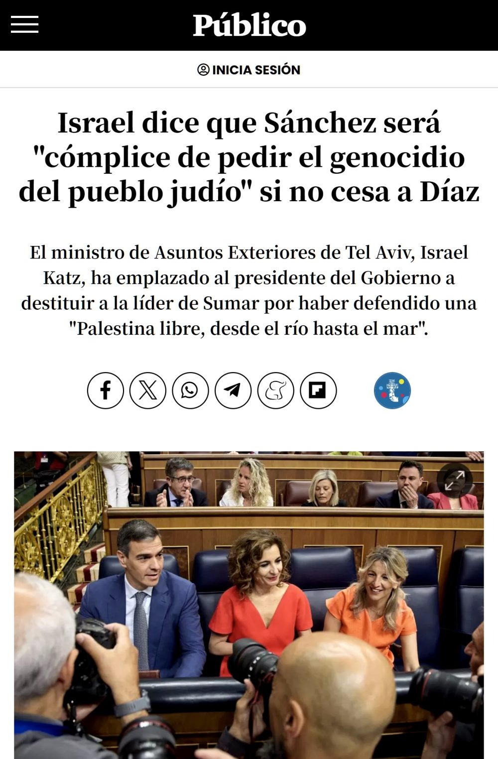 Israel dice que Sánchez será "cómplice de pedir el gеnocidio del pueblo judío" si no cesa a Díaz