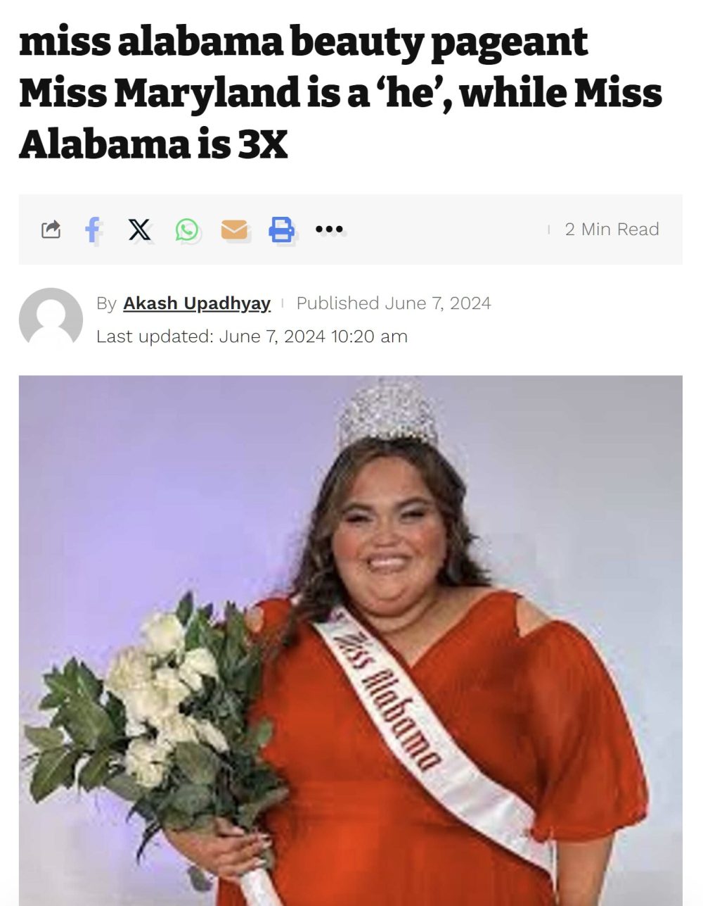 Un cetáceo gana el certamen de Miss Alabama 2024