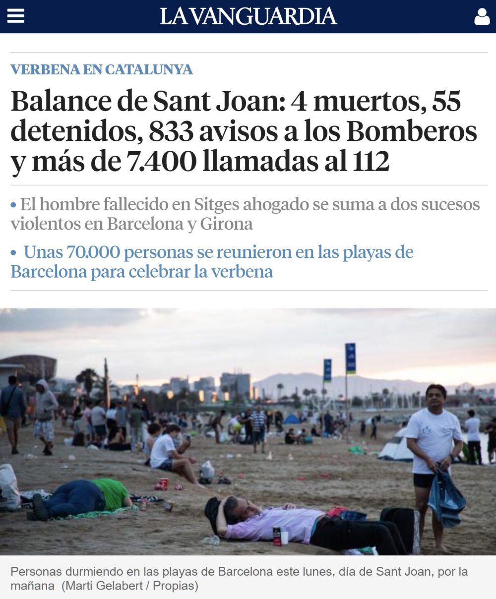 Balance de la noche de San Juan en Cataluña.