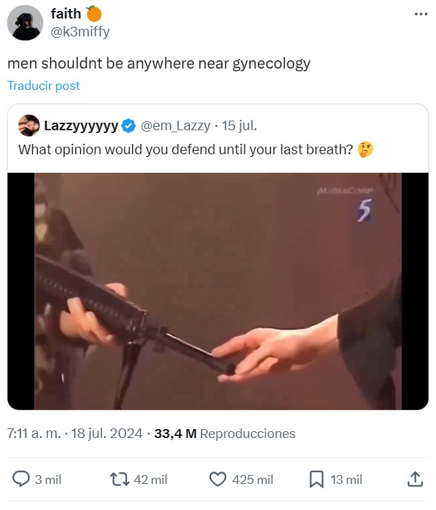 "Los hombres no deberían acercarse a la ginecología"