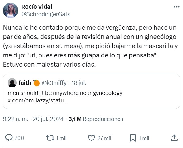 "Los hombres no deberían acercarse a la ginecología"