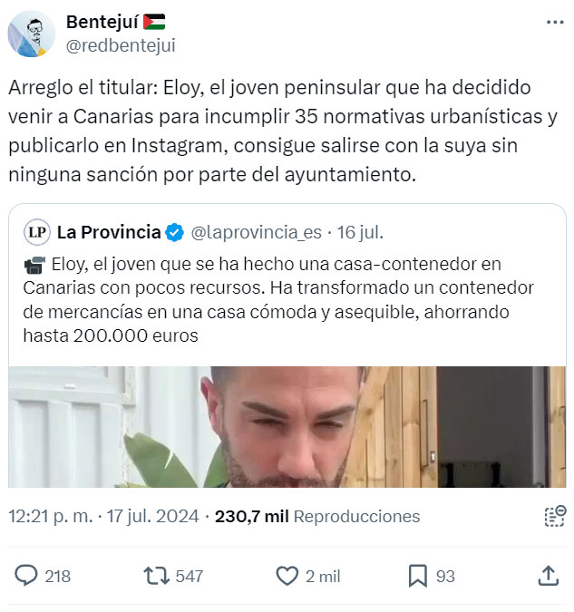 Eloy, el joven que se ha hecho una casa-contenedor.