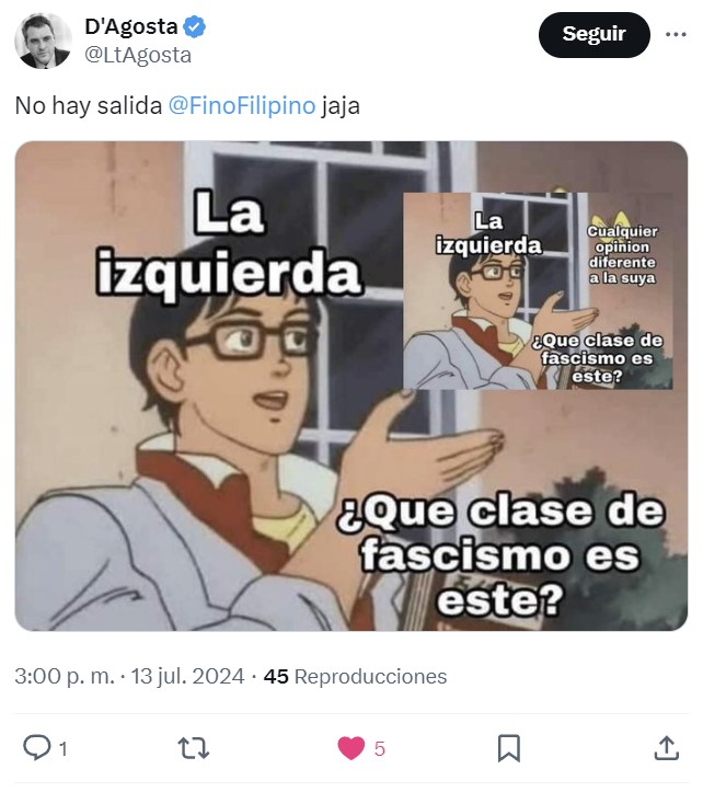 ¿Se puede tener una opinión que no sea de izquierdas sin ser tildado de fascista en menos de 0,5 nanosegundos?