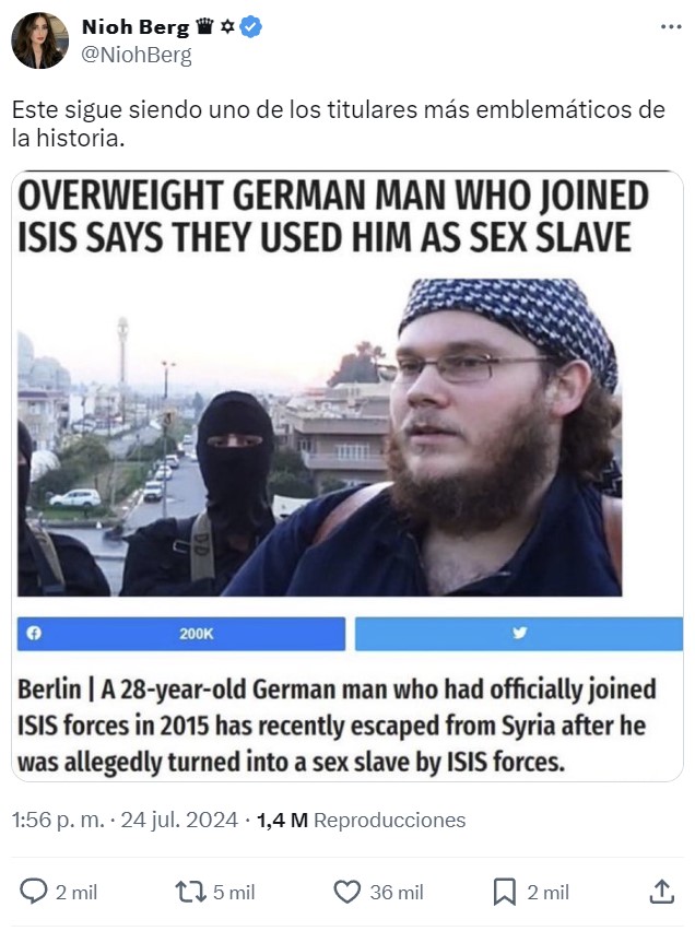 "Un alemán con sobrepeso que ingresó en el ISIS dice que le han usado como esclavo sеxual".