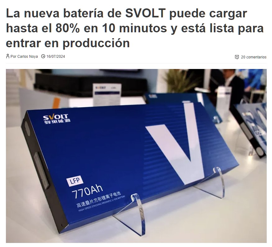 Las nuevas baterías LFP pueden cargarse al 80% en 10 minutos.