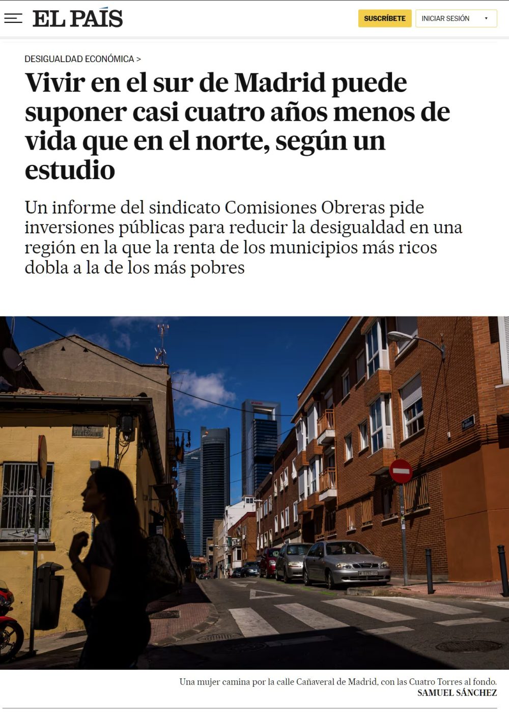 Nacer en el sur de Madrid puede rebajar 4 años tu esperanza de vida.