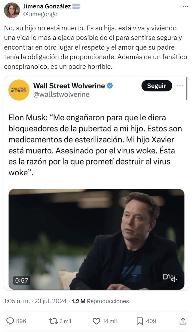 Elon Musk: "Me engañaron para que le diera bloqueadores de la pubertad a mi hijo"
