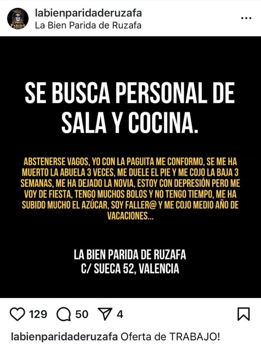 Oferta de trabajo pasivo-agresiva.
