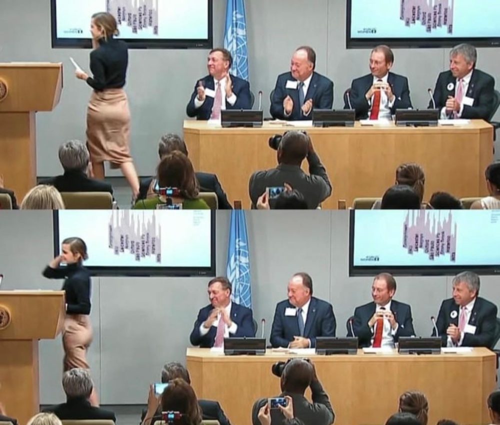 Never forget esta foto de Emma Watson dando una charla sobre feminismo.