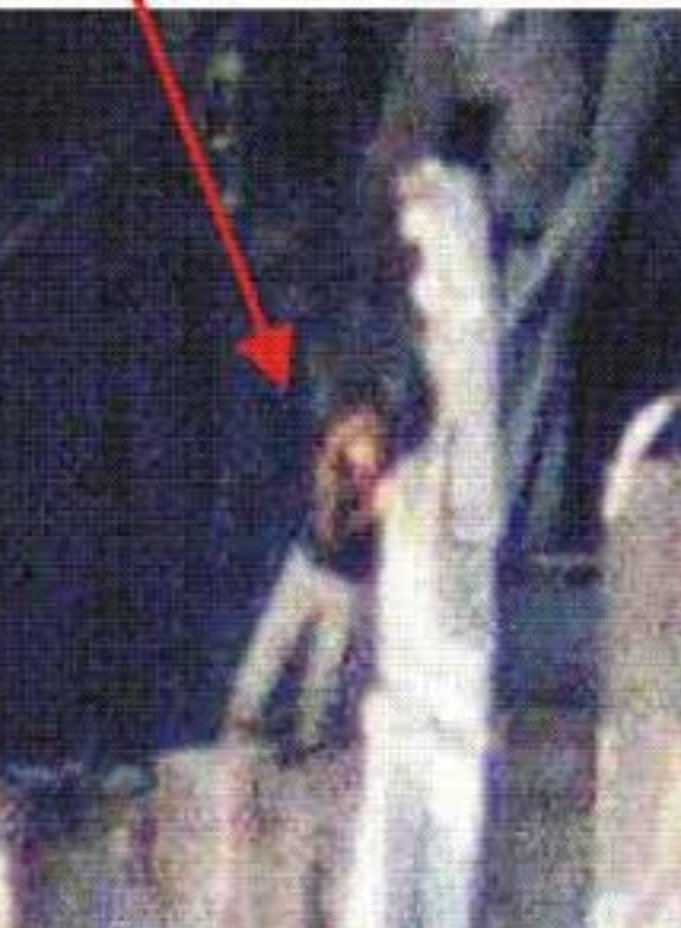 Una fotografía que se cree muestra a Edna Cintrón, rodeada de un círculo rojo, saludando desde el agujero de impacto creado por el vuelo 11 al estrellarse contra el World Trade Center el 11 de septiembre de 2001.