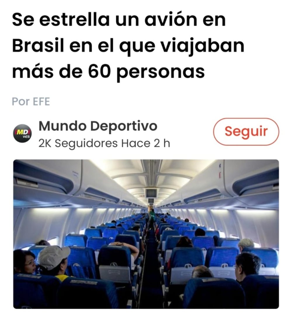 Se ha estrellado un avión en Brasil.