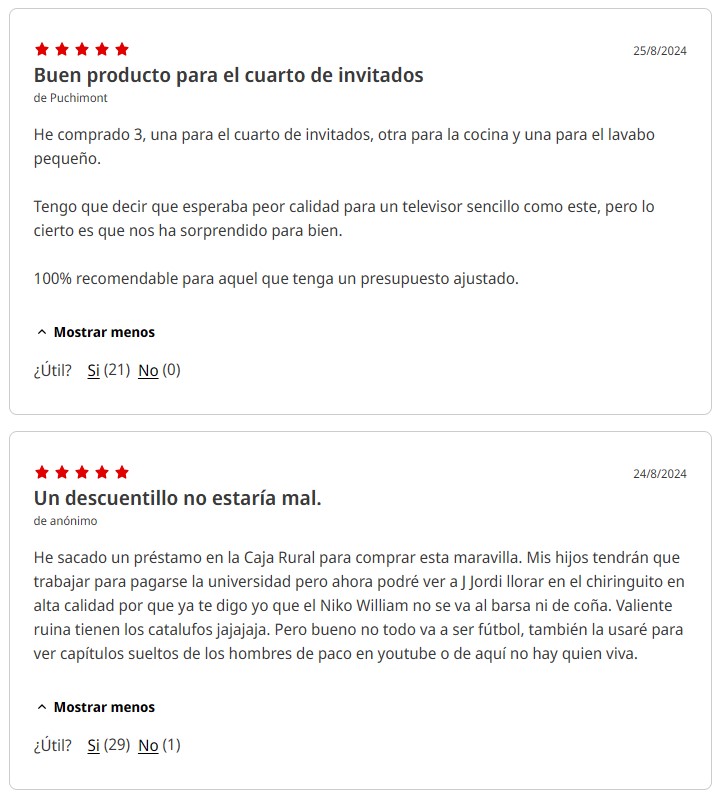 Una TV de 110" por 150.000 euros... con 16 reseñas.