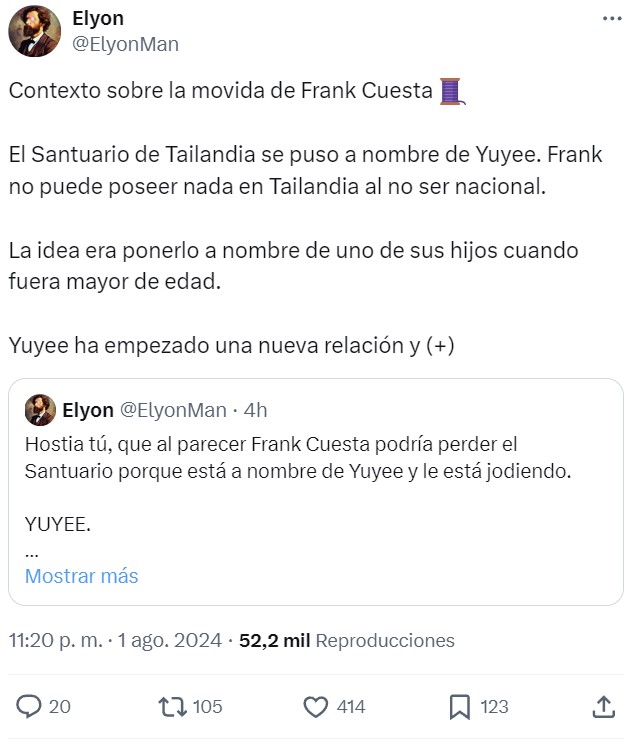 Frank Cuesta podría perder su santuario porque Yuyee le pide 3500 dólares al mes por vivir en él.