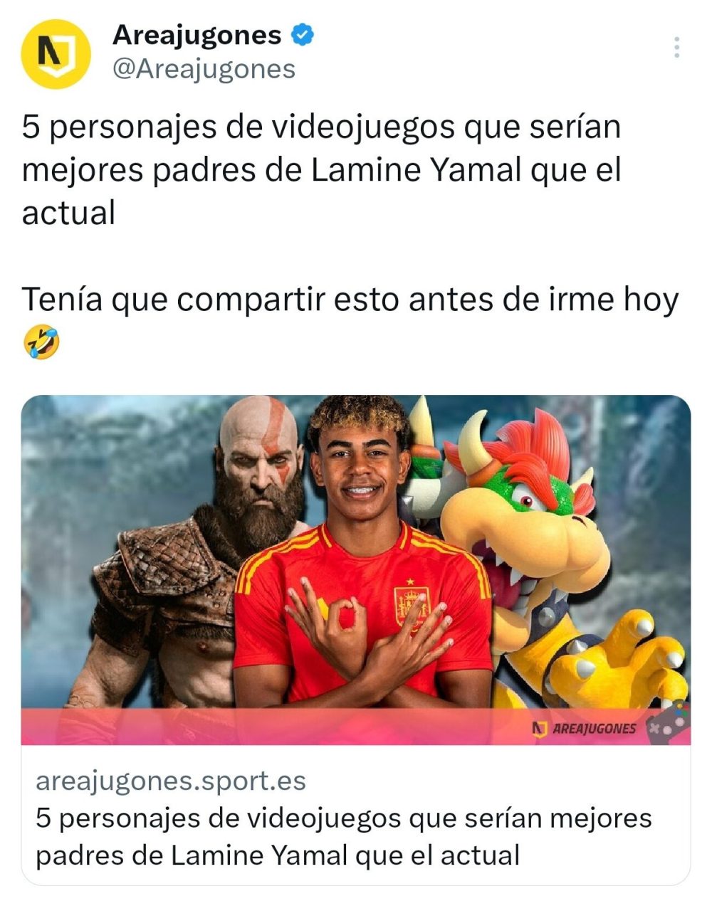 Cuando pienses que has hecho un comentario desafortunado, recuerda este tuit de Área Jugones.