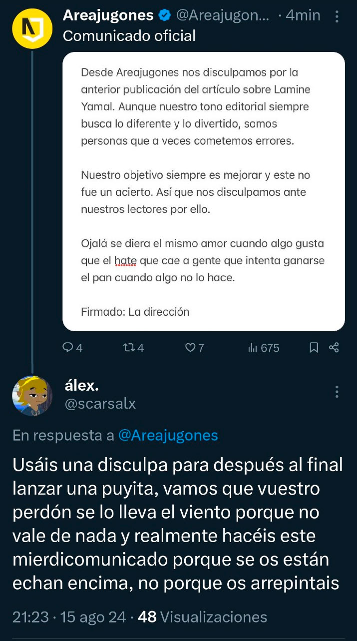 Cuando pienses que has hecho un comentario desafortunado, recuerda este tuit de Área Jugones.