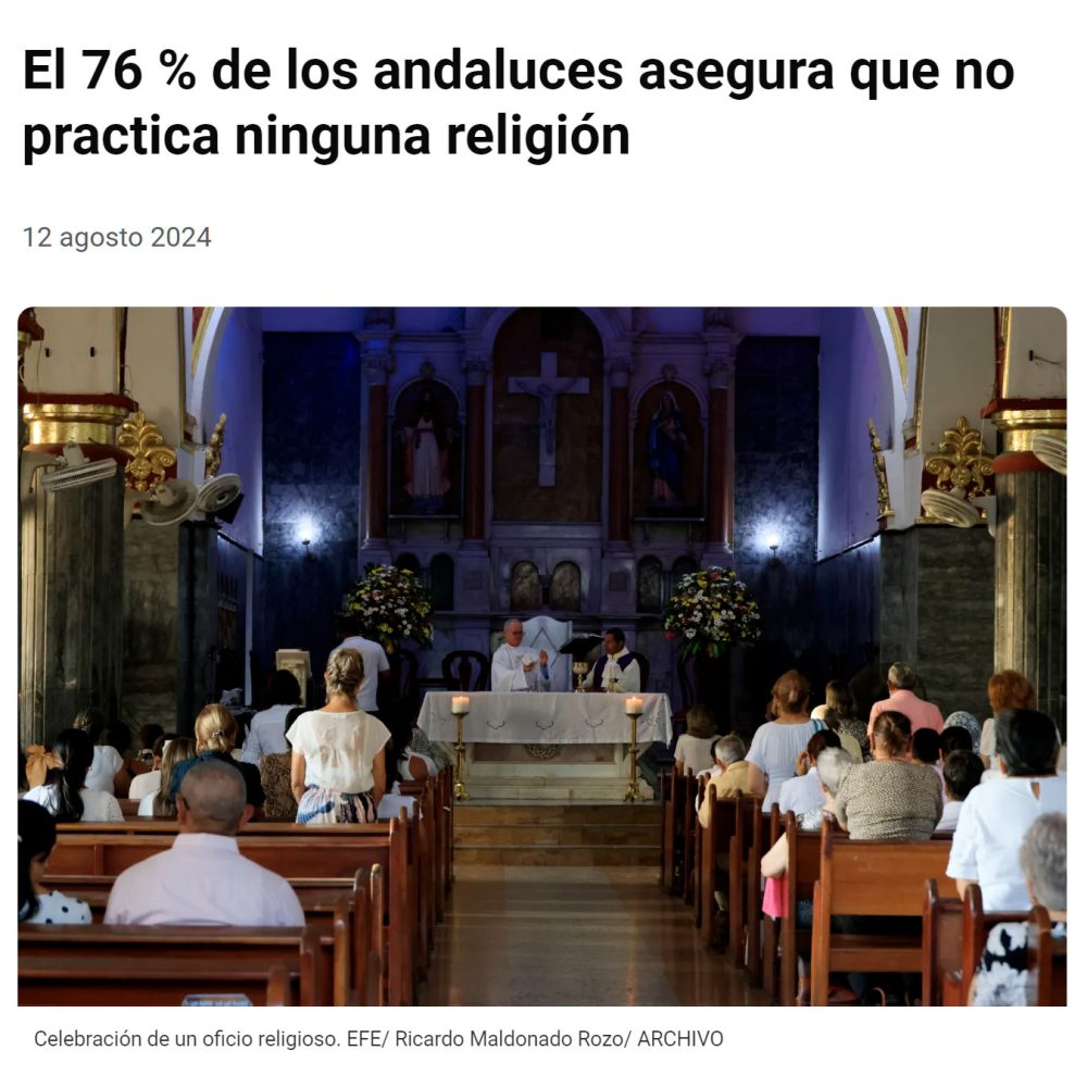 3 de cada 4 andaluces no creen en diosito.