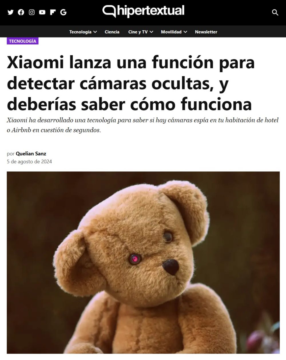 Xiaomi tiene una nueva función para detectar cámaras ocultas.