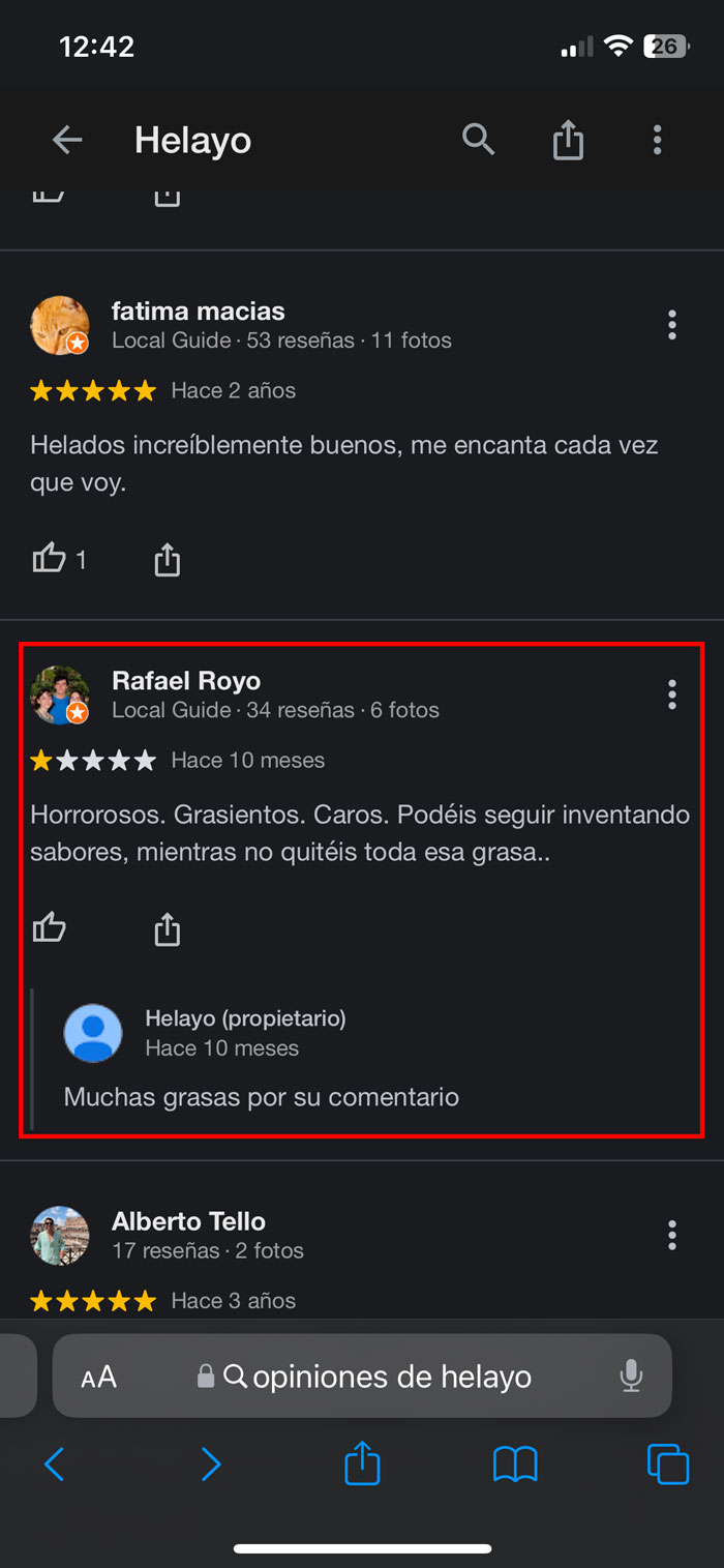 Hay un humorista desaprovechado respondiendo reseñas para un restaurante de Zahara de los Atunes.