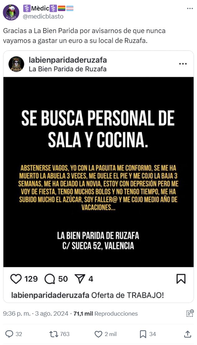 Oferta de trabajo pasivo-agresiva.