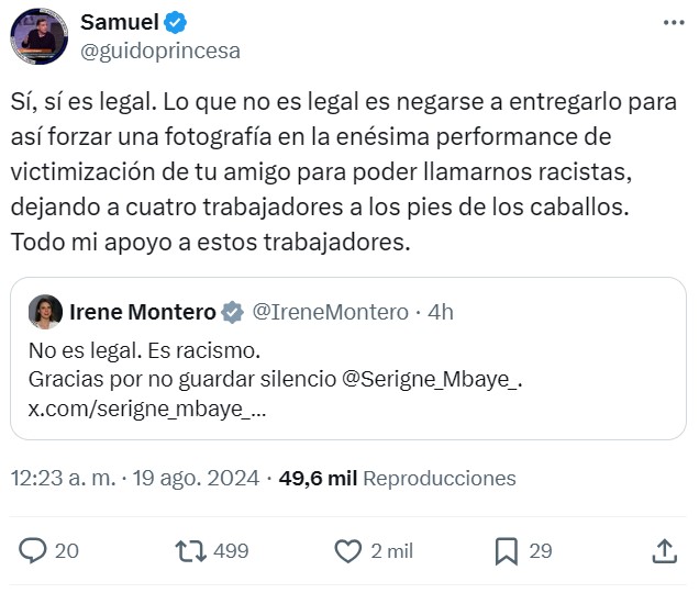 Serigne Mbaye, ex-mantero y ex-diputado de Podemos, se queja en Twitter de que un vigilante de seguridad pidiera a su hijo el ticket de compra a la salida de un Primark.