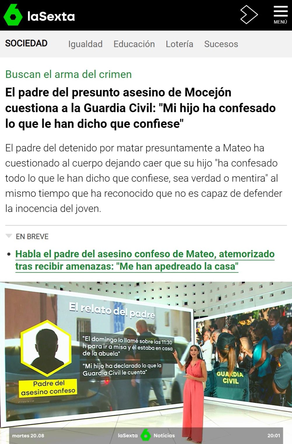 El padre del presunto asesіno de Mocejón dice que su hijo "ha confesado lo que le han dicho que confiese".